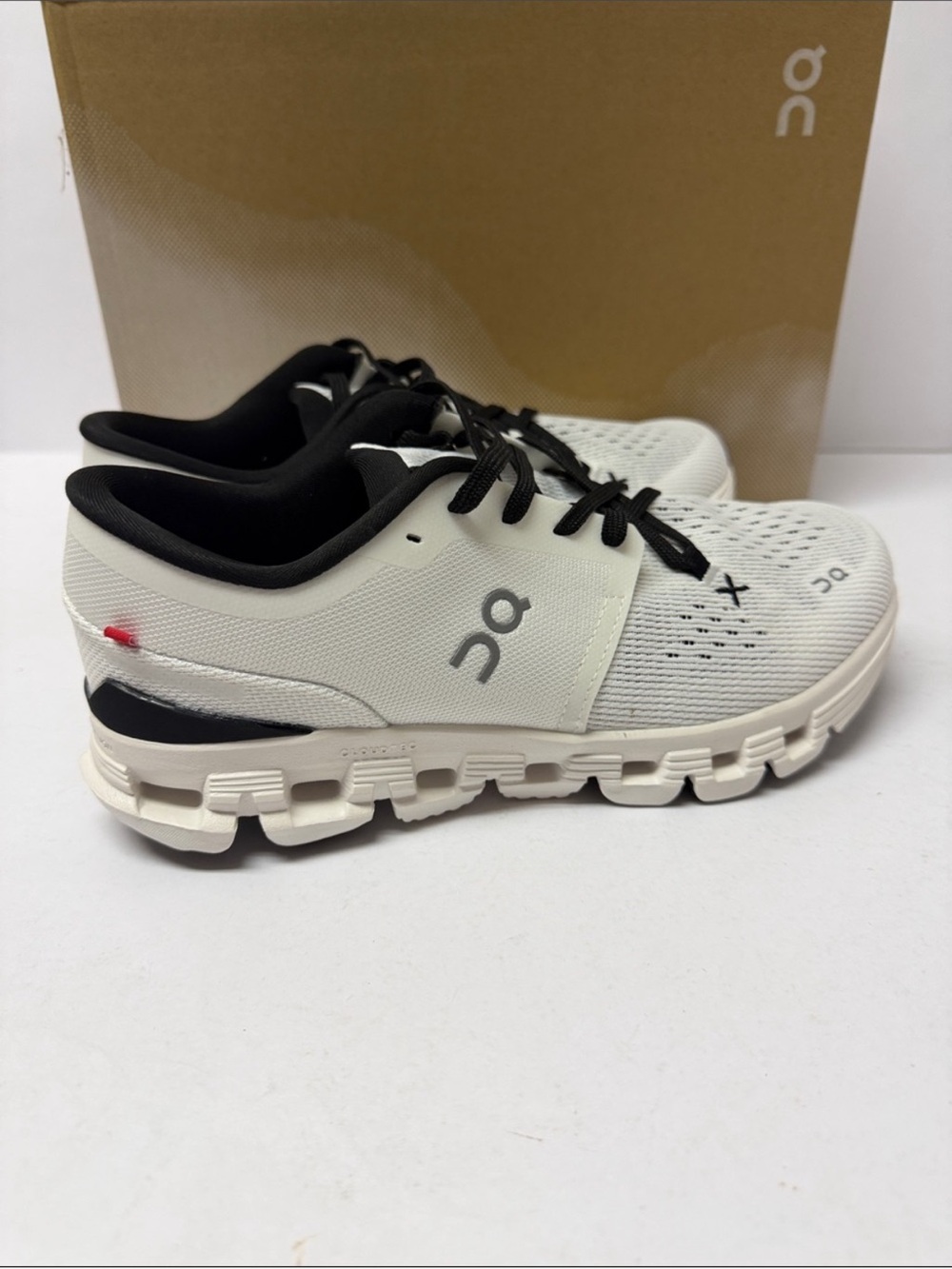 On Running Women's Cloud Running Sneakers in White/Black cloud 4 X - Picture 4 of 5